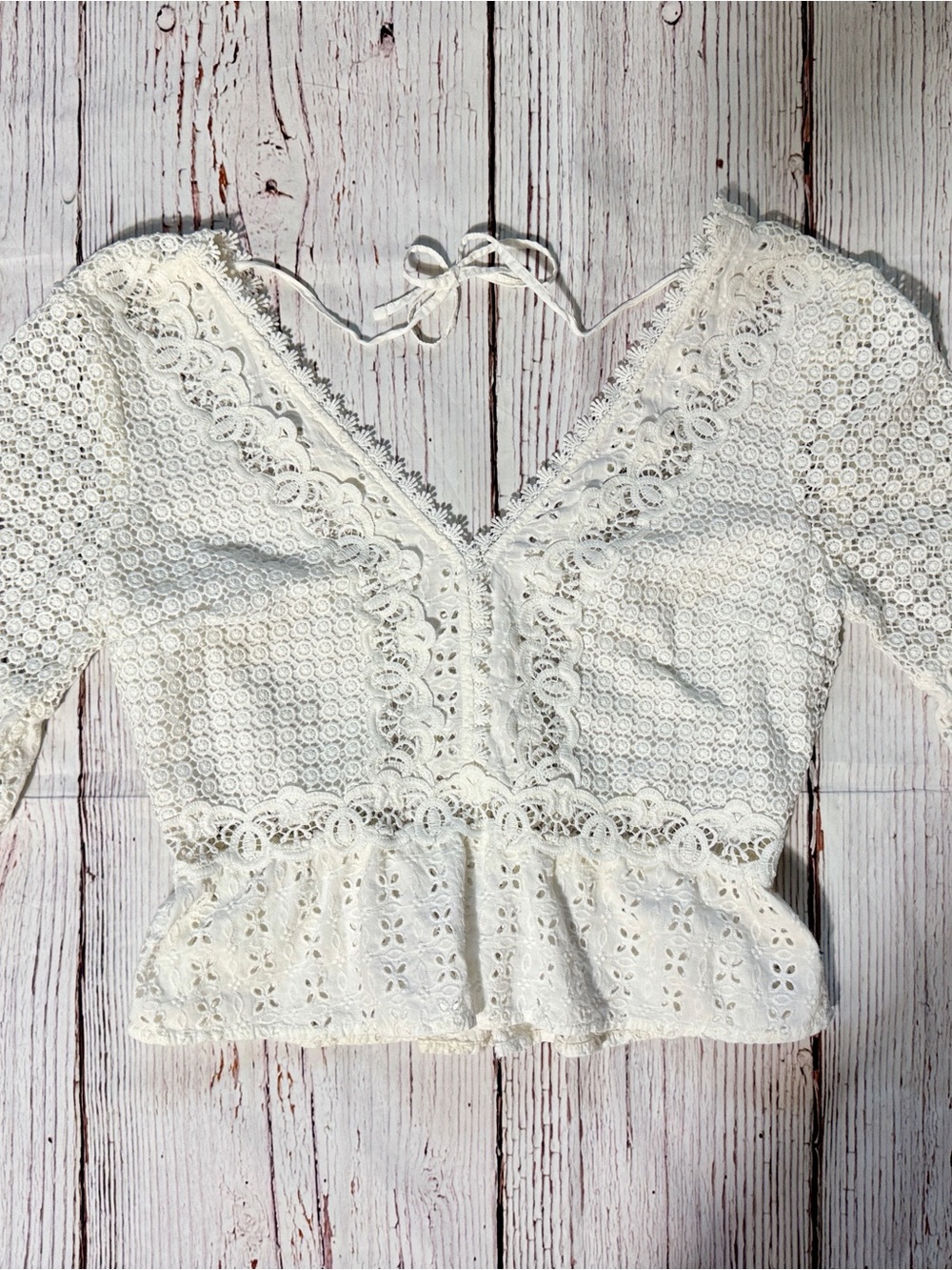 Abercrombie & Fitch White Crochet Lace Peplum Top Small New Without Tags